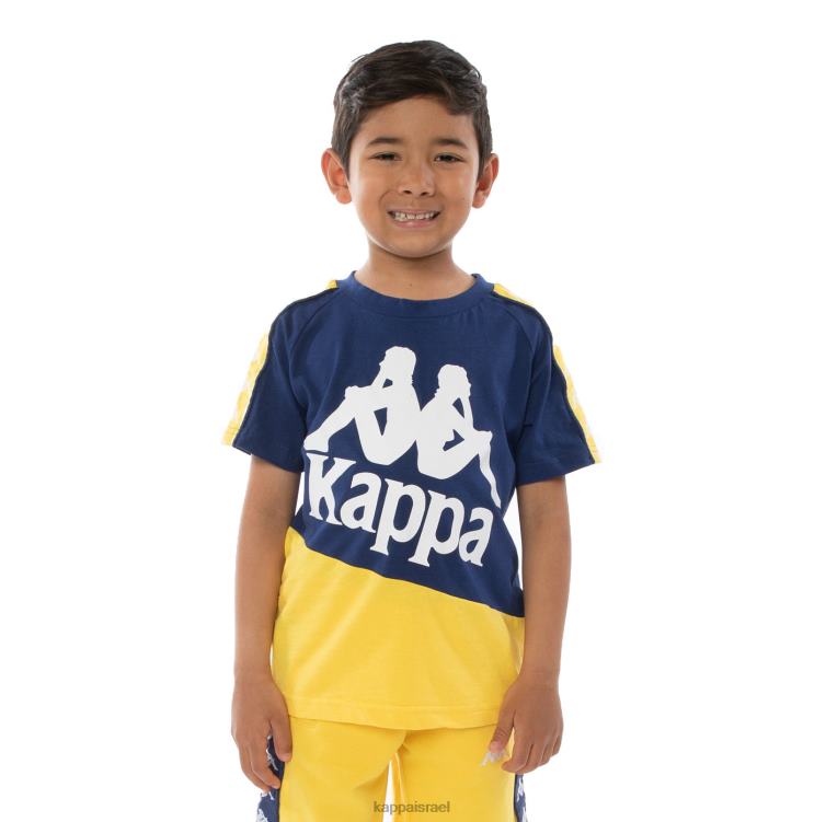 Kappa ילדים חולצת טריקו לילדים 222 בנדה בולדווין כתום כחול מלכותי ZHHRF785