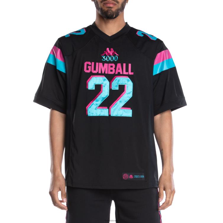 Kappa גברים חולצת כדורגל 222 banda gumball glend שָׁחוֹר ZHHRF194