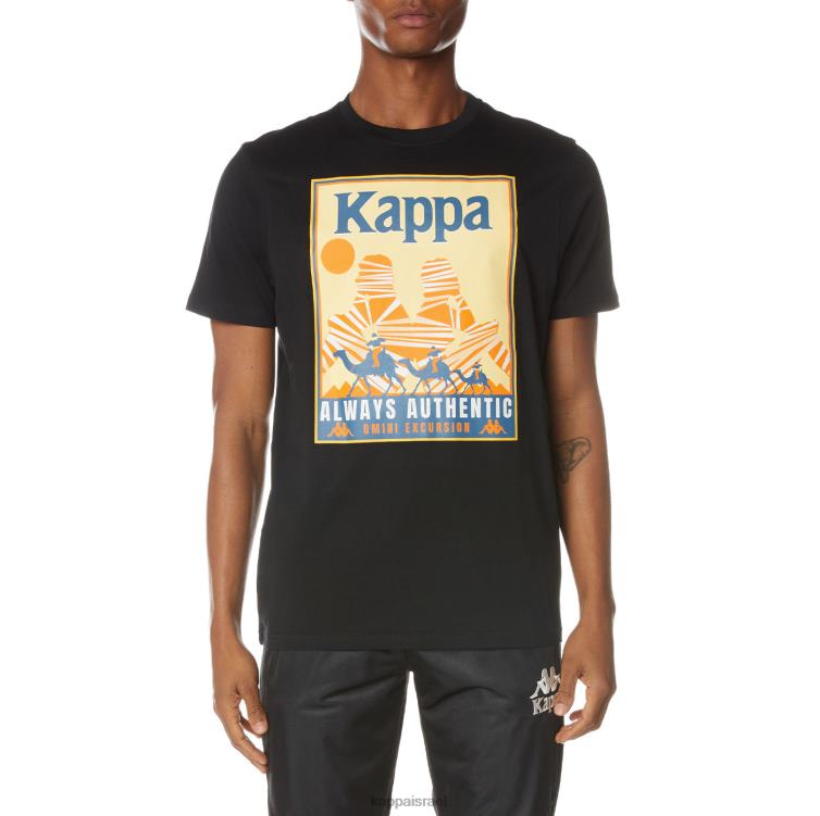 Kappa גברים חולצת טי של אוסיריס אותנטית שחור כזפת ZHHRF163