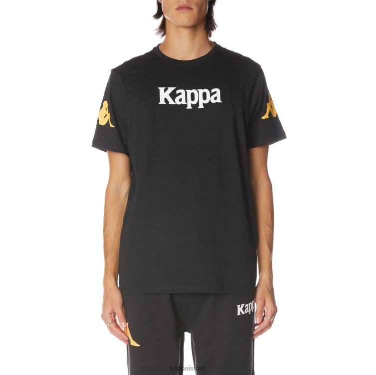 Kappa גברים חולצת טריקו פארו אותנטית עשן שחור ZHHRF181