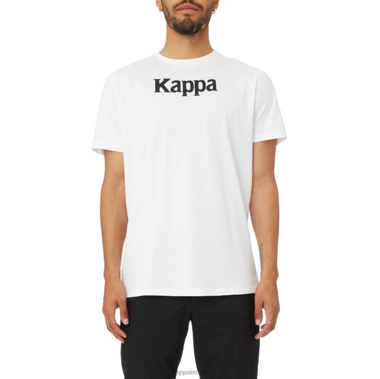Kappa גברים חולצת טריקו רוניס אותנטית לבן שחור ZHHRF186
