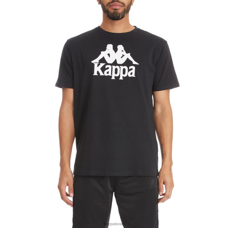 Kappa גברים חולצת טריקו אסטסי אותנטית לבן שחור ZHHRF189