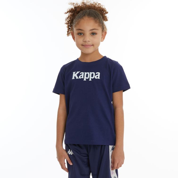 Kappa ילדים חולצת טריקו רוניס אותנטית לילדים לבן נייבי ZHHRF728