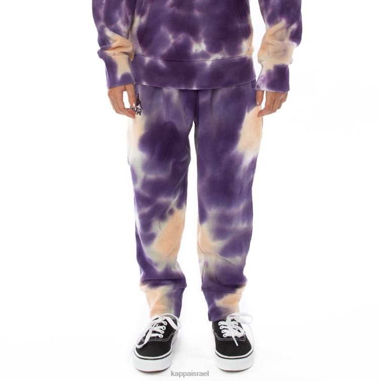 Kappa ילדים מכנסי טרנינג אותנטיים של culbio tie dye לילדים קרם ברנדי צבע עניבה סיגלית ZHHRF614