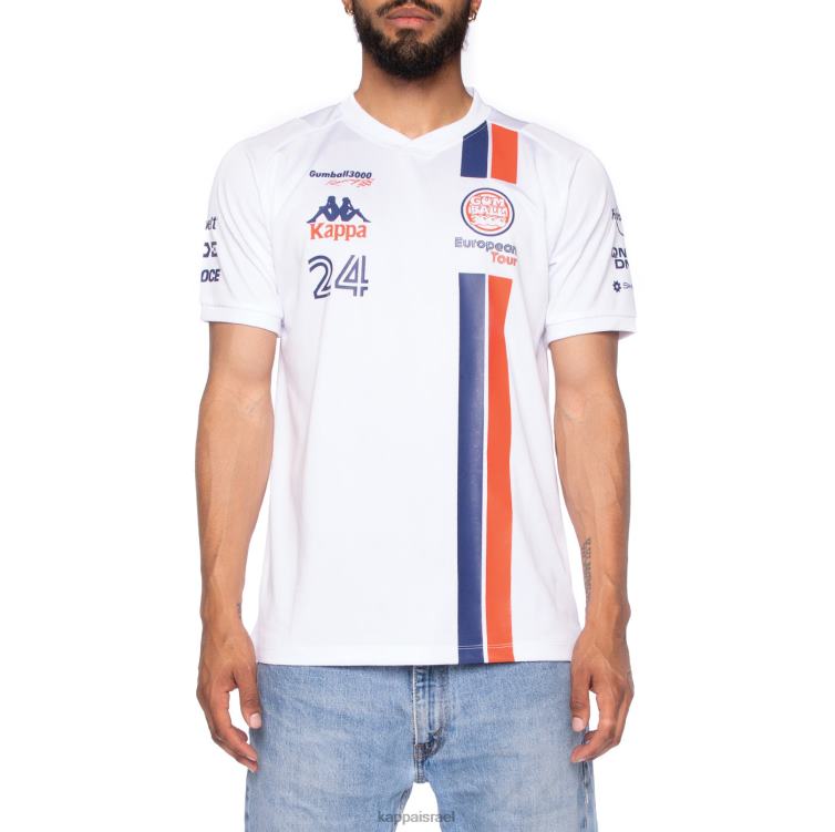 Kappa גברים ג'רזי קוריה gumball 3000 אותנטי לבן ZHHRF206